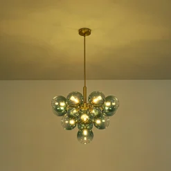 Cluster Gradual Blue Glass Bubble Tiered Chandelier