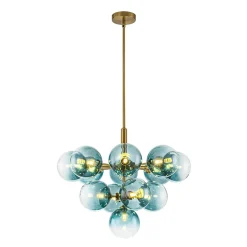 Cluster Gradual Blue Glass Bubble Tiered Chandelier