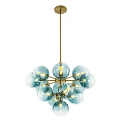 Cluster Gradual Blue Glass Bubble Tiered Chandelier