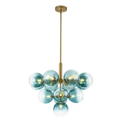 Cluster Gradual Blue Glass Bubble Tiered Chandelier