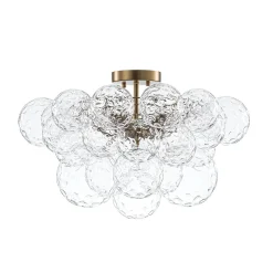 Cluster Hammered Textured Glass Bubble Semi Flush Chandelier