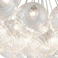 Cluster Ribbed Glass Dimmable LED Bubble Chandelier