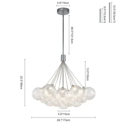 Cluster Ribbed Glass Dimmable LED Bubble Chandelier