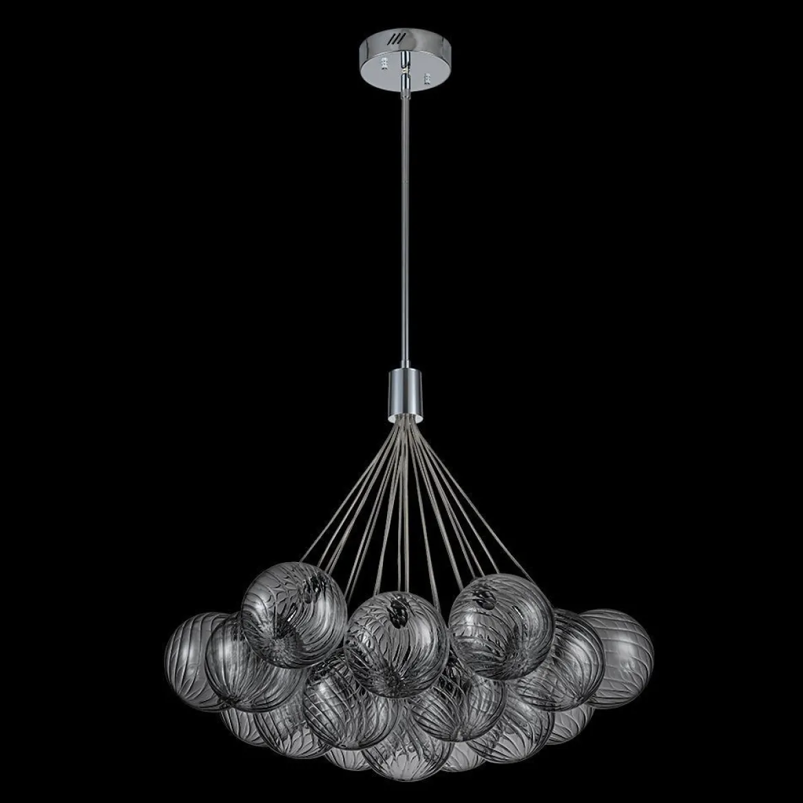 Cluster Ribbed Glass Dimmable LED Bubble Chandelier