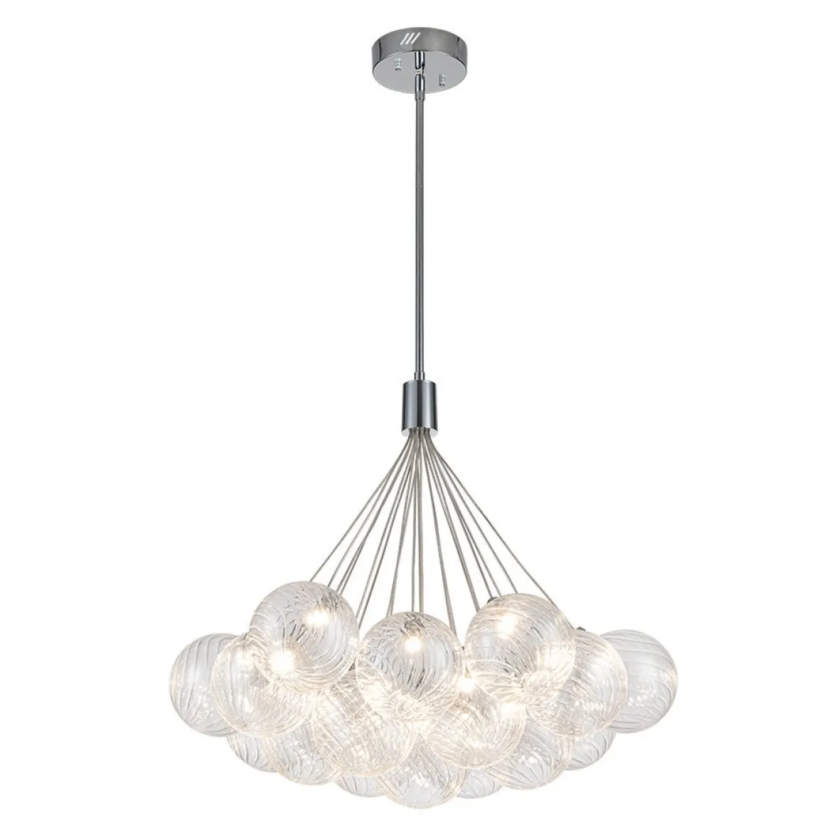 Cluster Ribbed Glass Dimmable LED Bubble Chandelier