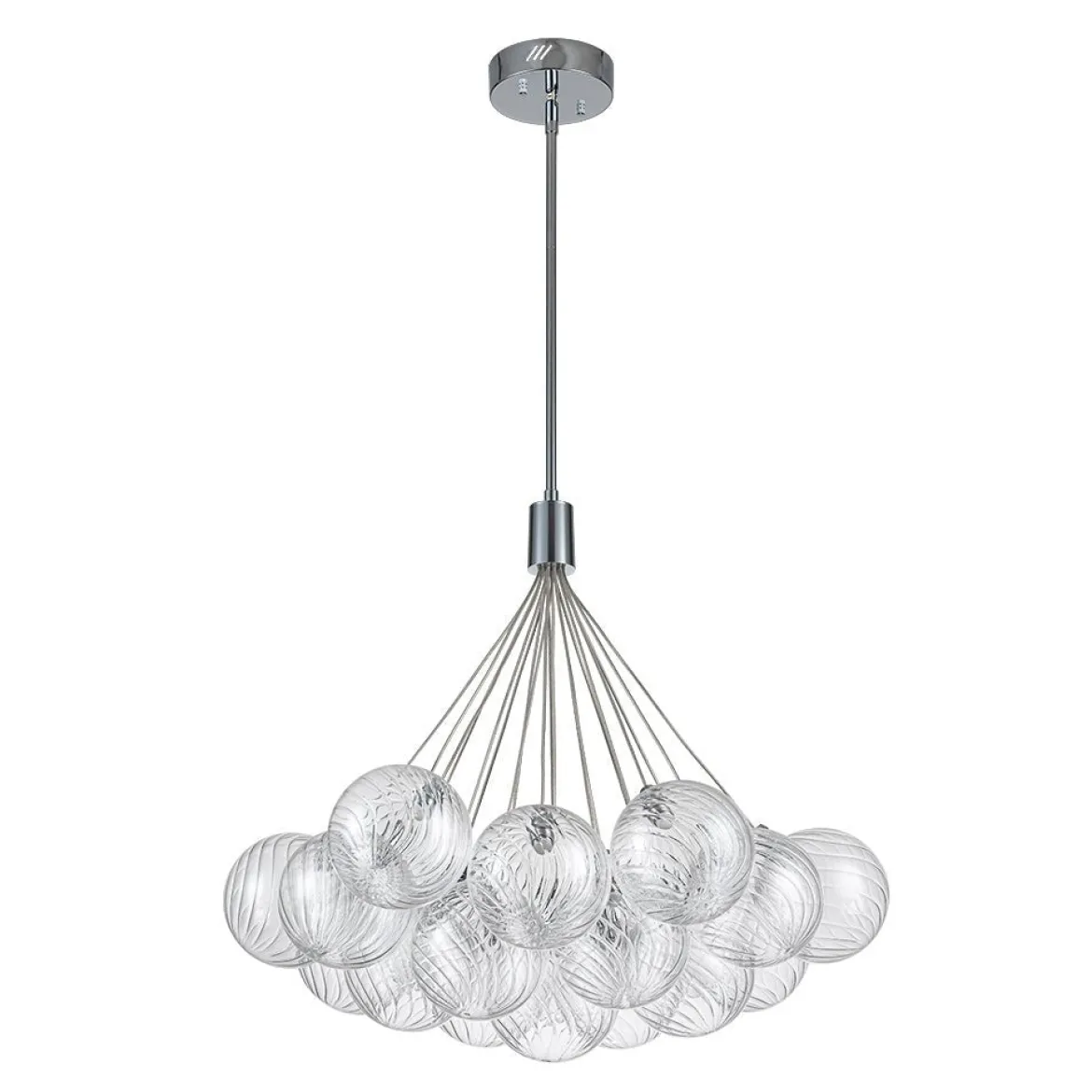Cluster Ribbed Glass Dimmable LED Bubble Chandelier
