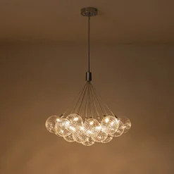 Cluster Ribbed Glass Dimmable LED Bubble Chandelier