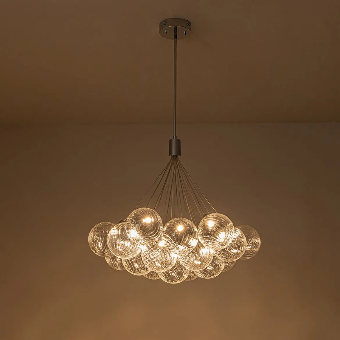 Cluster Ribbed Glass Dimmable LED Bubble Chandelier
