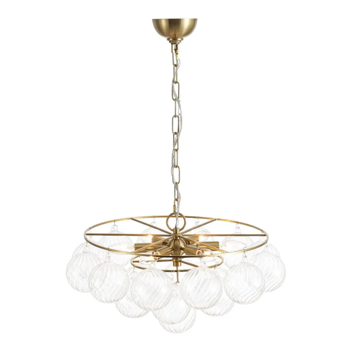 Cluster Ribbed Glass Globe Bubble Round Tiered Chandelier