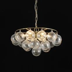 Cluster Ribbed Glass Globe Bubble Round Tiered Chandelier