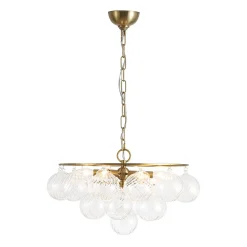 Cluster Ribbed Glass Globe Bubble Round Tiered Chandelier
