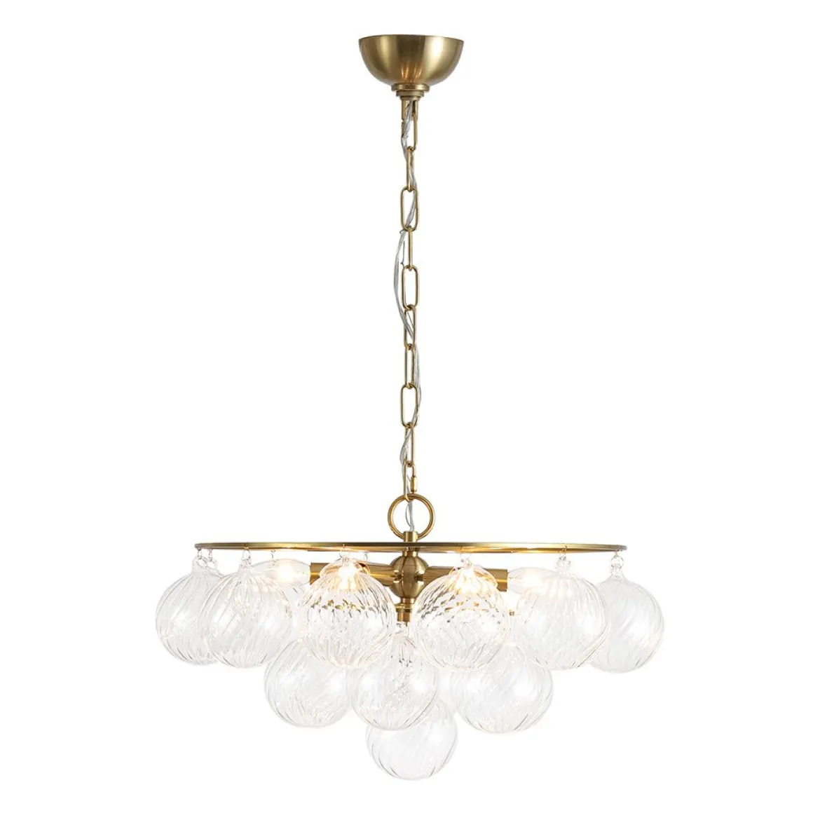 Cluster Ribbed Glass Globe Bubble Round Tiered Chandelier