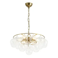 Cluster Ribbed Glass Globe Bubble Round Tiered Chandelier