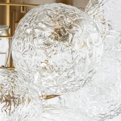 Cluster Rippled Glass Bubble Round Semi Flush Chandelier