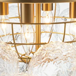 Cluster Rippled Glass Bubble Round Semi Flush Chandelier