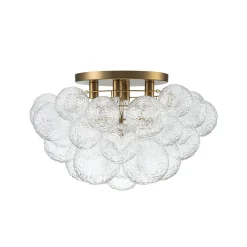 Cluster Rippled Glass Bubble Round Semi Flush Chandelier