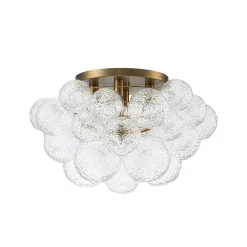 Cluster Rippled Glass Bubble Round Semi Flush Chandelier