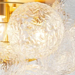 Cluster Rippled Glass Bubble Round Semi Flush Chandelier