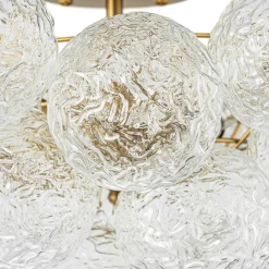Cluster Rippled Textured Glass Bubble Semi Flush Chandelier