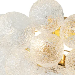Cluster Rippled Textured Glass Bubble Semi Flush Chandelier