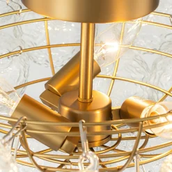 Cluster Rippled Textured Glass Bubble Semi Flush Chandelier