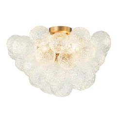 Cluster Rippled Textured Glass Bubble Semi Flush Chandelier