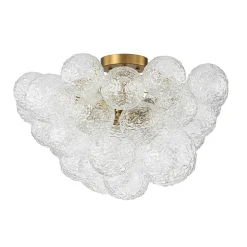 Cluster Rippled Textured Glass Bubble Semi Flush Chandelier