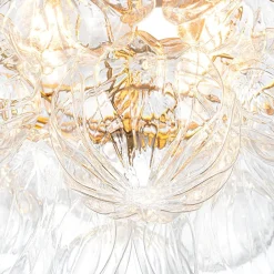 Cluster Sculpture Glass Bubble Round Semi Flush Chandelier