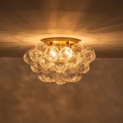 Cluster Sculpture Glass Bubble Round Semi Flush Chandelier