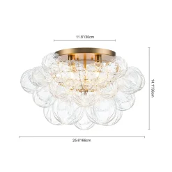 Cluster Sculpture Glass Bubble Round Semi Flush Chandelier