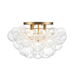 Cluster Sculpture Glass Bubble Round Semi Flush Chandelier