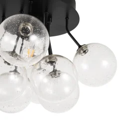 Cluster Seeded Glass Globe Bubble Round Semi Flush Mount