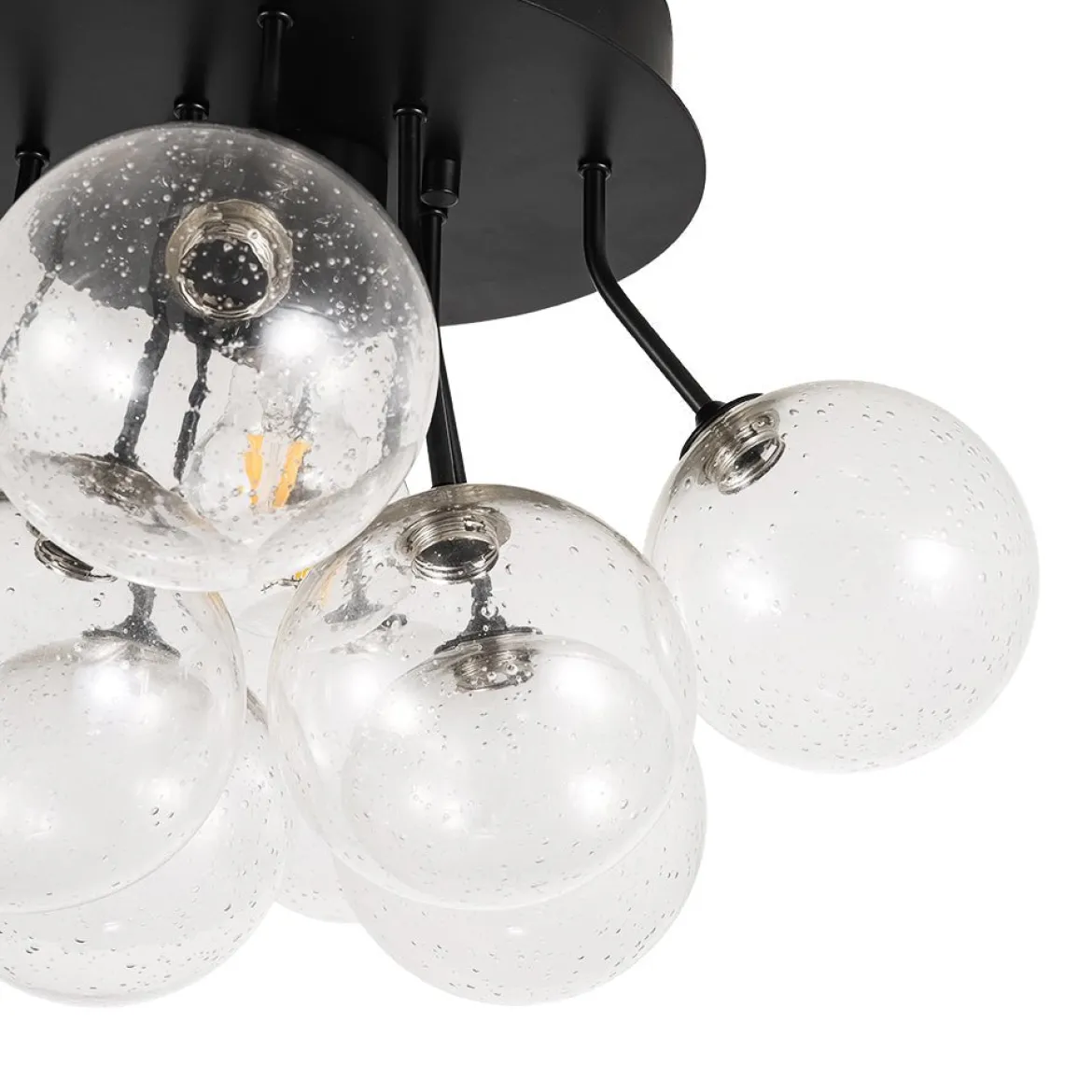 Cluster Seeded Glass Globe Bubble Round Semi Flush Mount