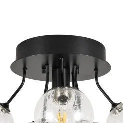 Cluster Seeded Glass Globe Bubble Round Semi Flush Mount