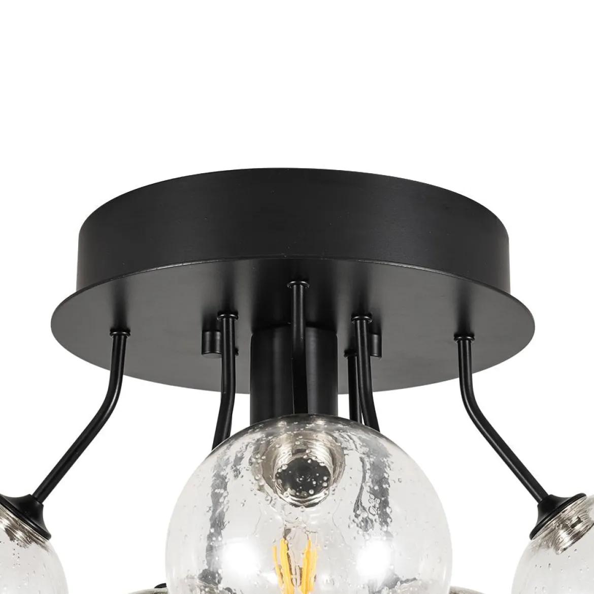 Cluster Seeded Glass Globe Bubble Round Semi Flush Mount