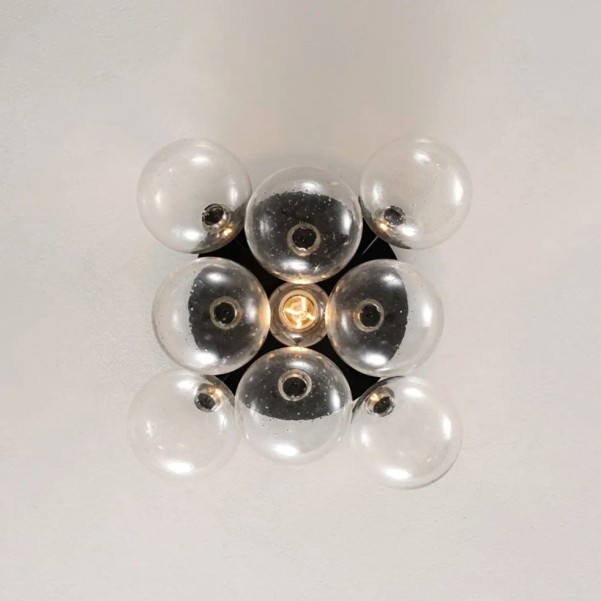Cluster Seeded Glass Globe Bubble Round Semi Flush Mount