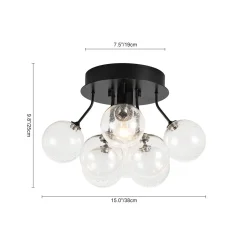 Cluster Seeded Glass Globe Bubble Round Semi Flush Mount