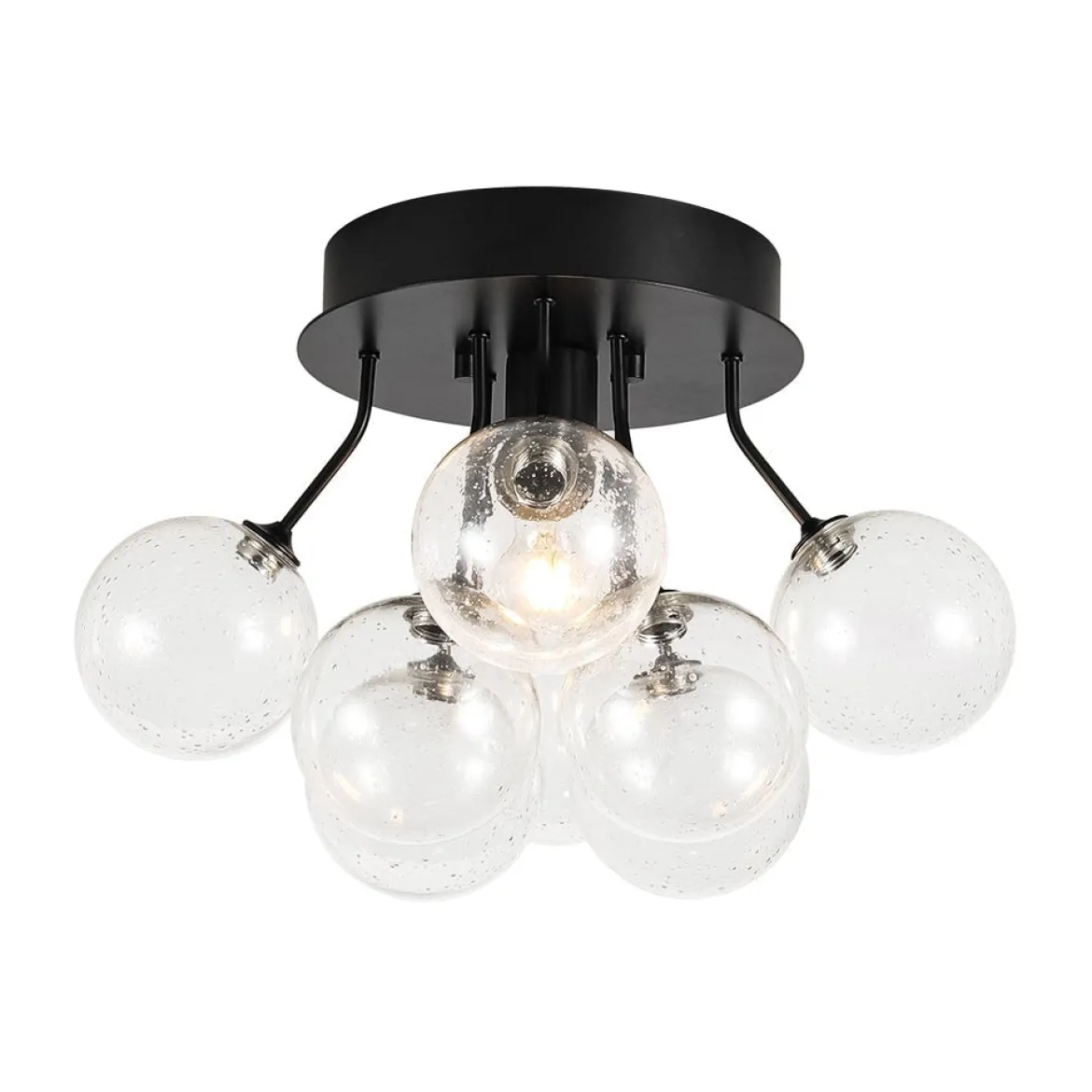 Cluster Seeded Glass Globe Bubble Round Semi Flush Mount