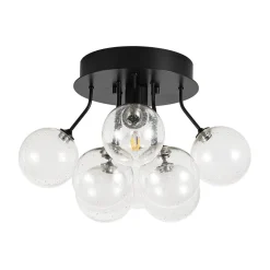 Cluster Seeded Glass Globe Bubble Round Semi Flush Mount