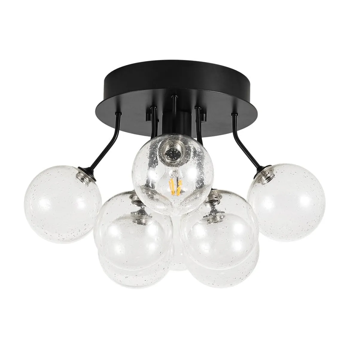 Cluster Seeded Glass Globe Bubble Round Semi Flush Mount