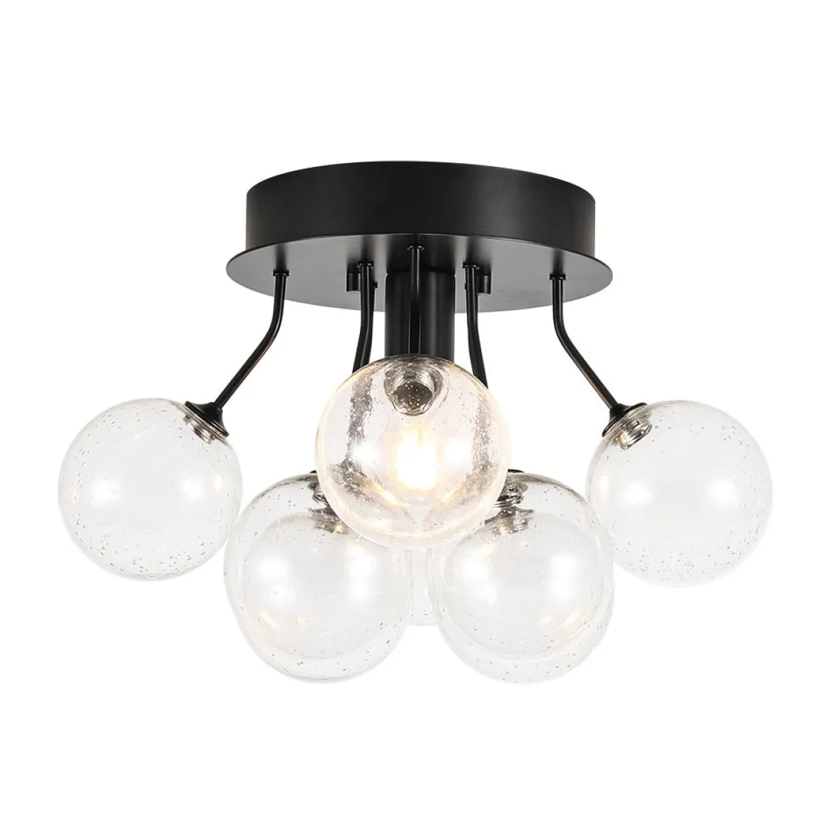 Cluster Seeded Glass Globe Bubble Round Semi Flush Mount