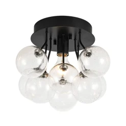 Cluster Seeded Glass Globe Bubble Round Semi Flush Mount