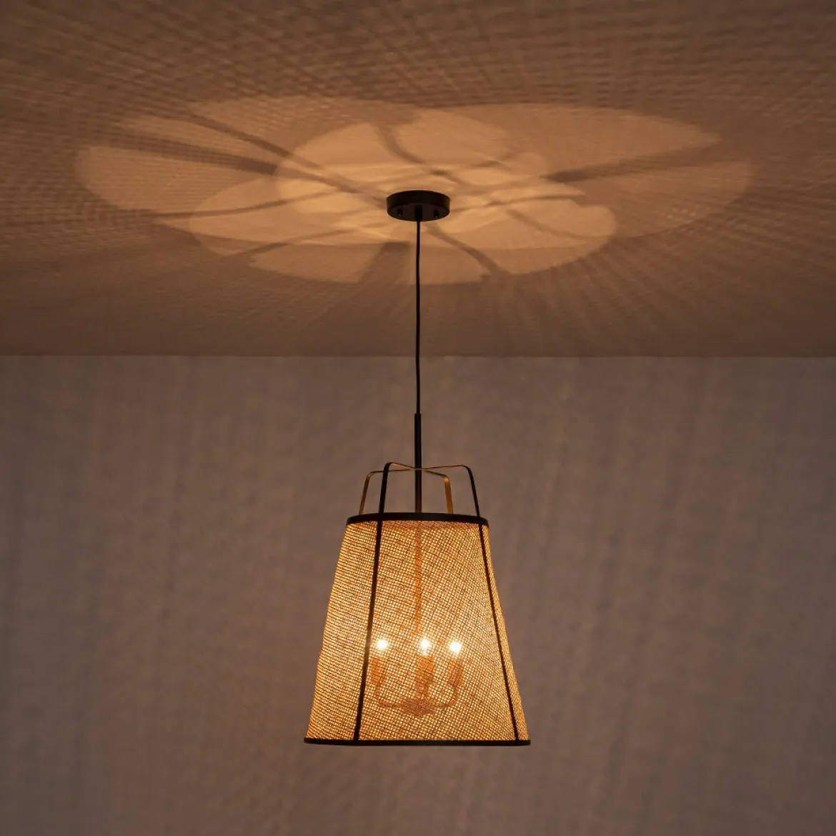 Coastal Woven Rattan Conical Lantern Pendant Light