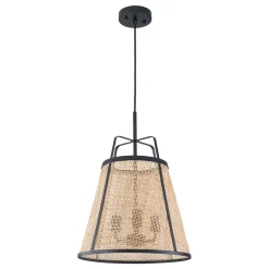 Coastal Woven Rattan Conical Lantern Pendant Light