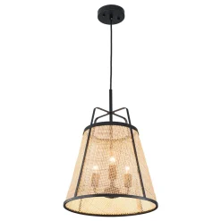 Coastal Woven Rattan Conical Lantern Pendant Light
