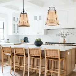 Coastal Woven Rattan Conical Lantern Pendant Light