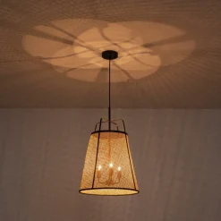 Coastal Woven Rattan Conical Lantern Pendant Light