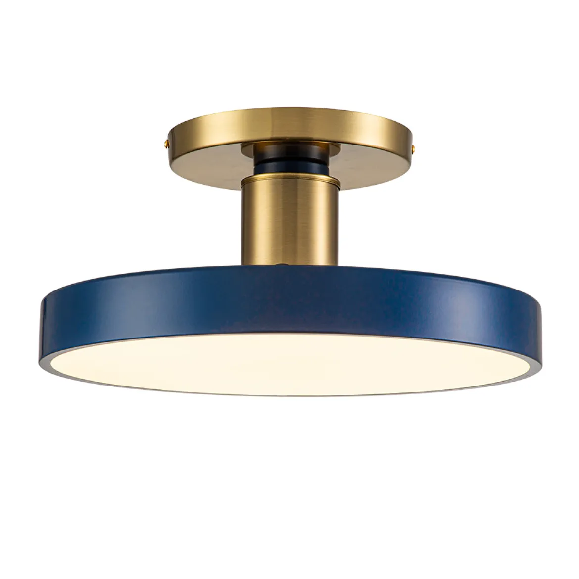 Contemporary Brass Blue Round LED Semi Flush Lighting
