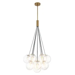 Contemporary Cluster Seeded Glass Globe Bubble Chandelier