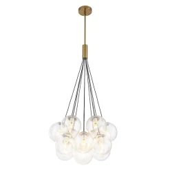 Contemporary Cluster Seeded Glass Globe Bubble Chandelier